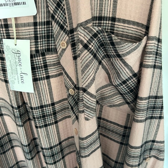 G&L Pink and Black Plaid Button-Up Shirt - Picture 4 of 5